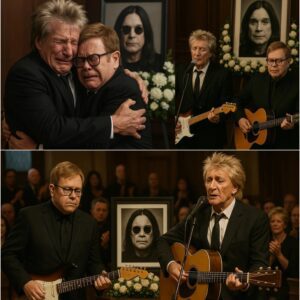 “Two Legends – One Final Farewell” — Rod Stewart and Elton John Break Down in Song at Ozzy Osbourne’s Funeral, as Music Becomes the Last Prayer