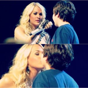 Carrie Underwood gives fan his first kiss