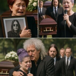Kelly Osbourne Collapses Mid-Song at Ozzy’s Funeral — Brian May Steps In as Sharon Weeps Holding Ozzy’s Portrait in Devastating Farewell nh