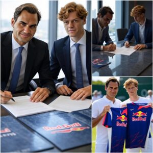 A seismic upheaval is underway in the tennis world. At a moment that left the sports world stunned, tennis legend Roger Federer personally presented Jannik Sinner with the biggest surprise of his career: a $50 million sponsorship deal with Red Bull. The crowd erupted in excitement, and the tennis world may never be the same again...