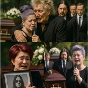 Kelly Osbourne Breaks Down Singing Farewell to Her Father — Rod Stewart Finishes the Song as Sharon Collapses in Tears Holding Ozzy’s Portrait