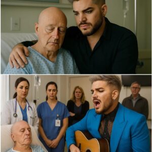 This afternoon, the hospital halls in california fell unusually silent as adam lambert quietly arrived, carrying the old guitar that had accompanied him through decades congchua