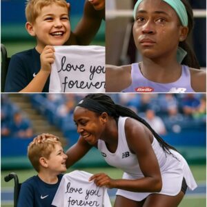 A disabled boy, a fan of Coco Gauff, traveled a long way to where she was competing to show off a shirt with her name printed on it, along with a heartfelt message that made Coco Gauff cry right at the stadium