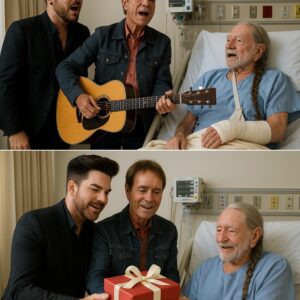 The quiet halls of the hospital turned into an unexpected sanctuary of song when music legends Adam Lambert and Sir Cliff Richard arrived unannounced to visit Willie Nelson - la