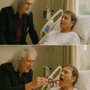 The soft glow of late‑afternoon light spilled through the hospital window, catching the silver curls of Brian May as he stepped quietly into Sir Cliff Richard’s room - G