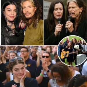 Ten years after his mother passed away, rock legend Steven Tyler and his famous daughter quietly appeared at her grave, with only an old guitar and a bouquet of white daisies. nh