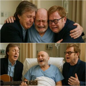 Phil Collins lay gravely ill in a London hospital when Paul McCartney arrived unannounced, carrying his old guitar. Sitting beside his frail friend
