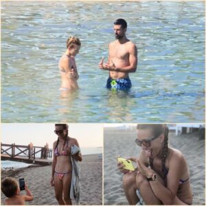 HOT PICS: Jelena Djokovic, wife of Novak Djokovic, sets social media on fire with leaked photos of her rocking a tiny beige bikini, flaunting her curves against a stunning sunset backdrop at the beach—capturing attention like never before!