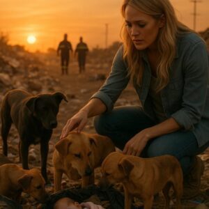 Heartbreaking moment near Long Beach: Three stray dogs protect an abandoned newborn for two days, refusing to leave her side. Carrie Underwood rushes to help, and what happens next will leave you in tears.