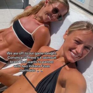 HOT HOT: Sophie Cunningham and Caitlin Clark, the Indiana Fever mermaids, are soaking up the sun before heading to their game tonight! Can any swimsuit brand resist partnering with these two dynamic athletes? 🏖️✨