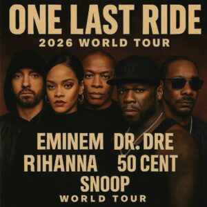 Hip-hop and R&B icons Eminem, Snoop Dogg, Dr. Dre, 50 Cent, and Rihanna have announced the 2026 world tour “ONE LAST RIDE.” This powerhouse reunion promises to reignite the golden era of rap and R&B t