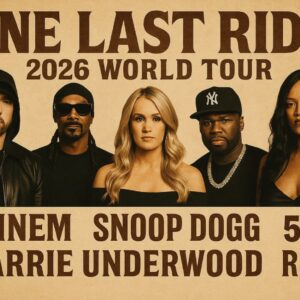 Hip-hop and R&B icons Eminem, Snoop Dogg, Carrie Underwood, 50 Cent, and Rihanna have announced the 2026 world tour “ONE LAST RIDE.” nh