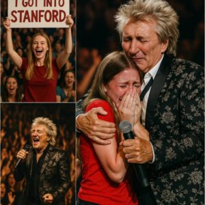 Los Angeles’s Chase Center Pulsed With Energy As Rock legend Rod Stewart Paused Mid-Song To Spot A Weathered Sign That Changed Everything: “I Got Into Stanford. You Said We’d Sing.”