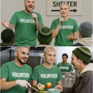 Nobody expected it: when two volunteers stepped up to the mic, the shelter went silent. Minutes later, the room erupted — not from hunger, but from heart. What song did they sing that left even strangers wiping away tears? nh