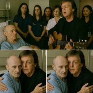 Phil Collins lay gravely ill in a London hospital when Paul McCartney arrived unannounced, carrying his old guitar.
