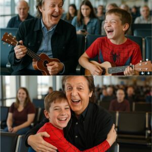 You won’t believe what happened at a busy airport! Paul McCartney, just sitting quietly, suddenly joined a young boy strumming “Yesterday” on his ukulele. nh