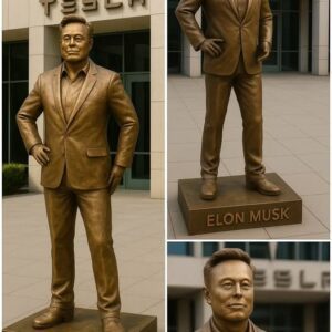 BREAKING NEWS: Tesla Unveils a Colossal Bronze Statue of Elon Musk at Its Global Headquarters! 📜