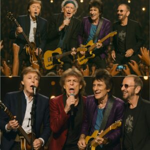 In a jaw-dropping moment no rock fan dared imagine, The Rolling Stones obliterated decades of rivalry by stepping onto the same stage as Paul McCartney and Ringo Starr. As Mick Jagger strutted beside Macca nh