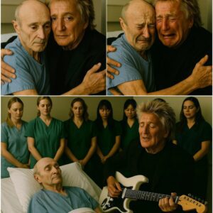 This afternoon, London’s hospital halls fell unusually silent as Rod Stewart quietly arrived, carrying the same old electronic guitar that had followed him through decades