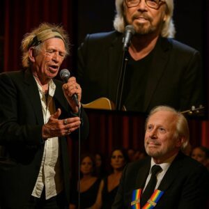 At the Kennedy Center Honors, Keith Richards delivered a tribute so powerful, it left Barry Gibb in tears. As the spotlight fell, Keith’s gravelly voice wrapped around “How Can You Mend a Broken Heart,” each lyric soaked in reverence and soul.TD
