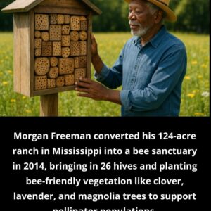 Morgan Freeman turned his 124-acre Mississippi ranch into a bee sanctuary in 2014, adding 26 hives and planting clover, lavender, and magnolia trees to help protect vital pollinator populations.