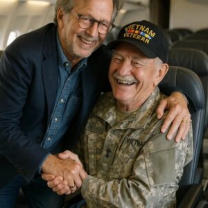✈️ UPDATED: Eric Clapton Turns First Class Seat Into a Salute Legendary Eric Clapton spotted a veteran on his flight—and without hesitation, he gave up his first class seat as a thank you!