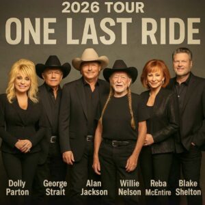 COUNTRY LEGENDS UNITED: Dolly Parton. George Strait. Alan Jackson. Willie Nelson. Reba McEntire. Blake Shelton. Six icons. One stage. One moment where history will rise again.