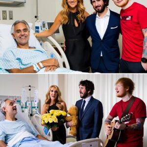 Andrea Bocelli rushed to hospital in midnight emergency — but just hours later, Celine Dion, Josh Groban, and Ed Sheeran quietly slipped into his ward with flowers and a piano, staging a secret, tear_TD