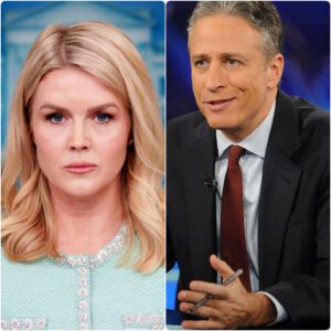 Your Brain Missed Hair and Makeup!’ — Jon Stewart’s Joke Sparks On-Air Meltdown That Left Karoline Leavitt Speechless