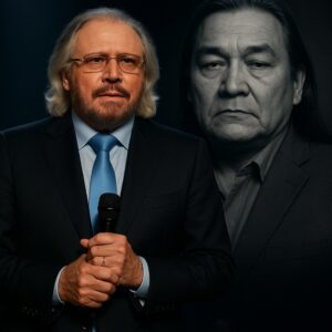 AN UNEXPECTED FAREWELL: In front of 90,000 silent fans, Barry Gibb stepped into a single spotlight and sang a tender tribute to the late Graham Greene.