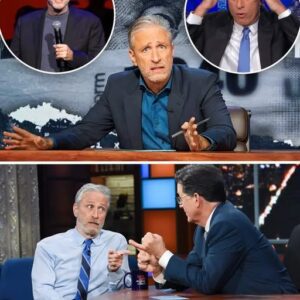 Jon Stewart tells Apple, โIf you wanted me silent, you shouldโve bought a coffin,โ with Colbertโs laugh sending Hollywood into a panic.