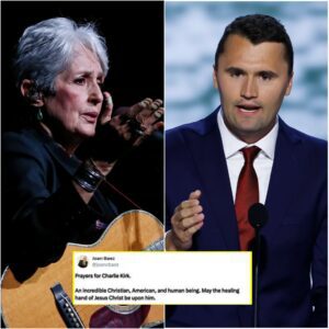 SHOCKING: Joan Baez reveals the final message she received from Charlie Kirk, founder of Turning Point USA, just minutes before Charlie was assassinated at a university event in Utah...