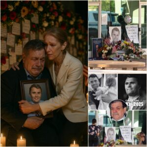 💔 “Give Me Back My Son, He’s Only 31”😭 — Grieving Father Collapses At Memorial For Charlie Kirk Outside Turning Point USA HQ In Phoenix. In the middle of the heartbreaking scene, world-renowned singer Céline Dion quietly appeared, placing a white rose at the growing shrine. - h