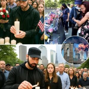 Eminem cancels his show to honor 9/11 victims, delivering a haunting 10-word rap that leaves the crowd in tears.