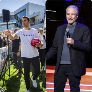 Breaking: Jon Stewart recalls the tragic moment Charlie Kirk was shot at Utah Valley University.