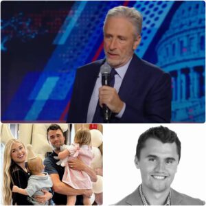 Jon Stewart mourns Charlie Kirk, calling him a “ray of light in the darkness.” She urges prayers for his family as the nation grapples with this tragic loss.