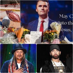 Eminem and Kid Rock unite to honor Charlie Kirk with a nationwide debate charity. Kirk’s widow breaks down as their tribute highlights his lasting legacy and inspiration 🌹.