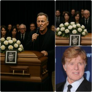 Bruce Springsteen broke down in tears while singing a final farewell to his late friend Robert Redford, his voice cracking with raw emotion.
