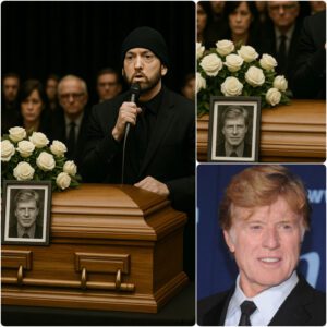 Eminem broke down in tears while singing a final farewell to his late friend Robert Redford, his voice cracking with raw emotion.