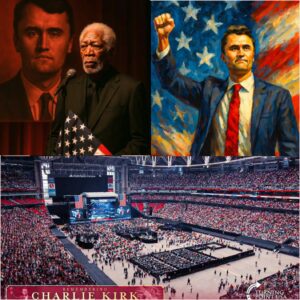 Morgan Freeman Honors Charlie Kirk — A Voice of Wisdom in a Stadium of Silence - H