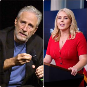“THE UNEXPECTED COMEBACK — JON STEWART CRUSHES KAROLINE LEAVITT ON LIVE TV”