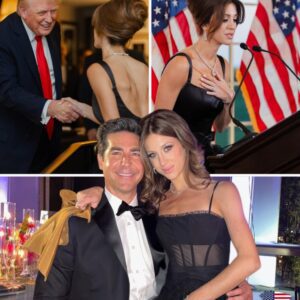Emma Watters stuns in black gown with corset bodice as she chairs Trump