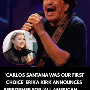 “Carlos Santana Was Our First Choice,” says Erika Kirk, revealing the headline performer for the upcoming “All American Halftime Show.”