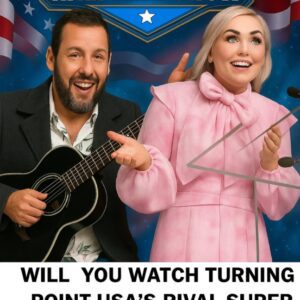 A STAGE FOR THE HEART OF AMERICA: Adam Sandler Joins Erika Kirk’s “All-American Halftime Show” — A Patriotic Tribute Rising Against the Glare of Super Bowl 60, Honoring Faith, Family, and the Legacy of Charlie Kirk.