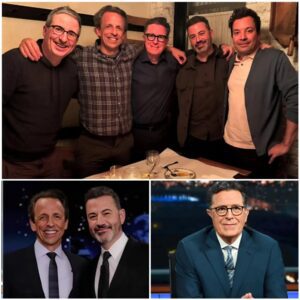 Jimmy Fallon, Kimmel, Oliver, and Meyers are crossing network lines to defend Stephen Colbert