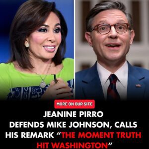 Jeanine Pirro DEFENDS Speaker Mike Johnson after his explosive “End of the Democratic Party” remark — calling it “the moment truth finally hit Washington.” Sources say her fiery monologue left even producers stunned… and one line she refused to repeat off-camera is now setting social media on fire...