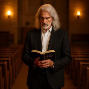 The chapel lights were dim, casting a warm glow across the worn wooden pews as Guy Penrod lingered at the altar long after the congregation had gone. ws