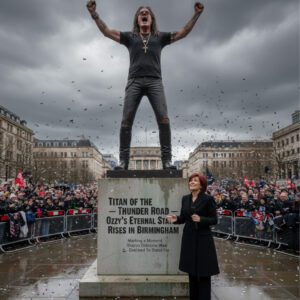 TITAN OF THE THUNDER ROAD — The Day Ozzy Osbourne’s Eternal Statue Rose Over Birmingham and Sharon Carried His Legacy Into the Light