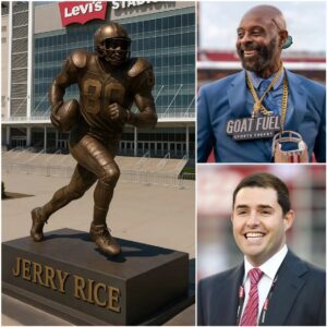 GOOD NEWS: The president of the San Francisco 49ers has proposed building a statue of Jerry Rice to honor the team’s legendary icon.