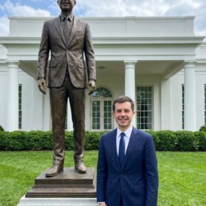 Pete Buttigieg Immortalized: Statue Unveiled on White House Lawn Honoring 'Mayor Pete's' Enduring Contributions